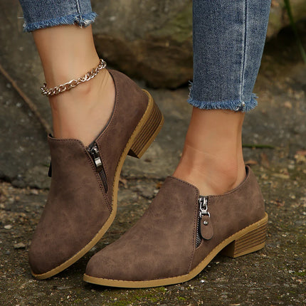 Maia™ | SleekShield Zip-Up Ankle Boots Brown Shoes & Sandals