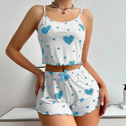 Women’s Love-Print Pajama Set blue Women's Tops