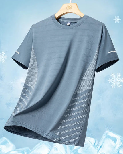 Men’s Summer Ice Silk Running T‑Shirt Blue Men T-Shirts