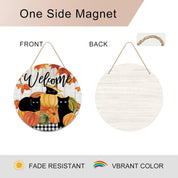 Welcome Fall Black Cat Door Sign Halloween Decorations