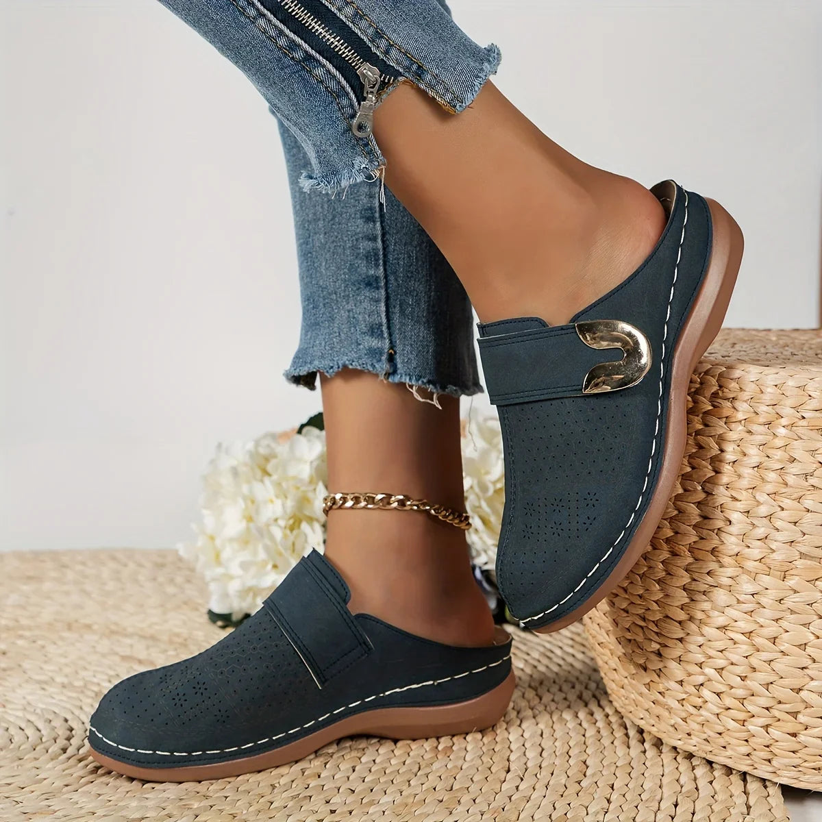 Yamira | CloudStep Wedge Sandals Navy Blue Shoes & Sandals