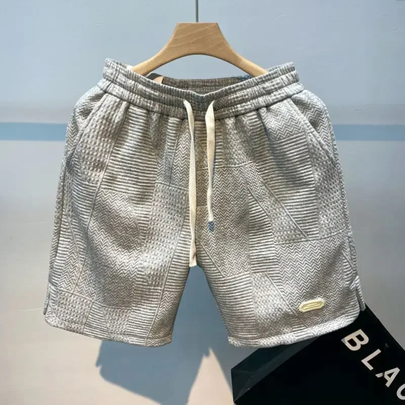 Wave Pattern Men’s Gym Shorts Gray Shorts