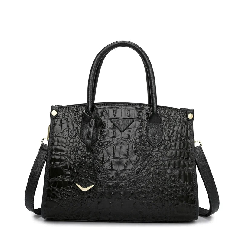Vintage Crocodile Leather Designer Handbag Black Handbags