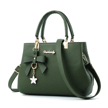Elegant Women's Messenger Bag with Flower Pendant armygreen 28cmx11cmx19cm Shoulder Bags