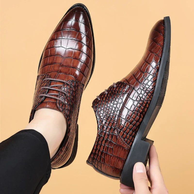 Lauren™ - Stylish Crocodile Pattern Leather Shoes Shoes