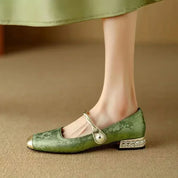 Verona Pearl Pumps – Silk-Textured Low Heels Women Shoes