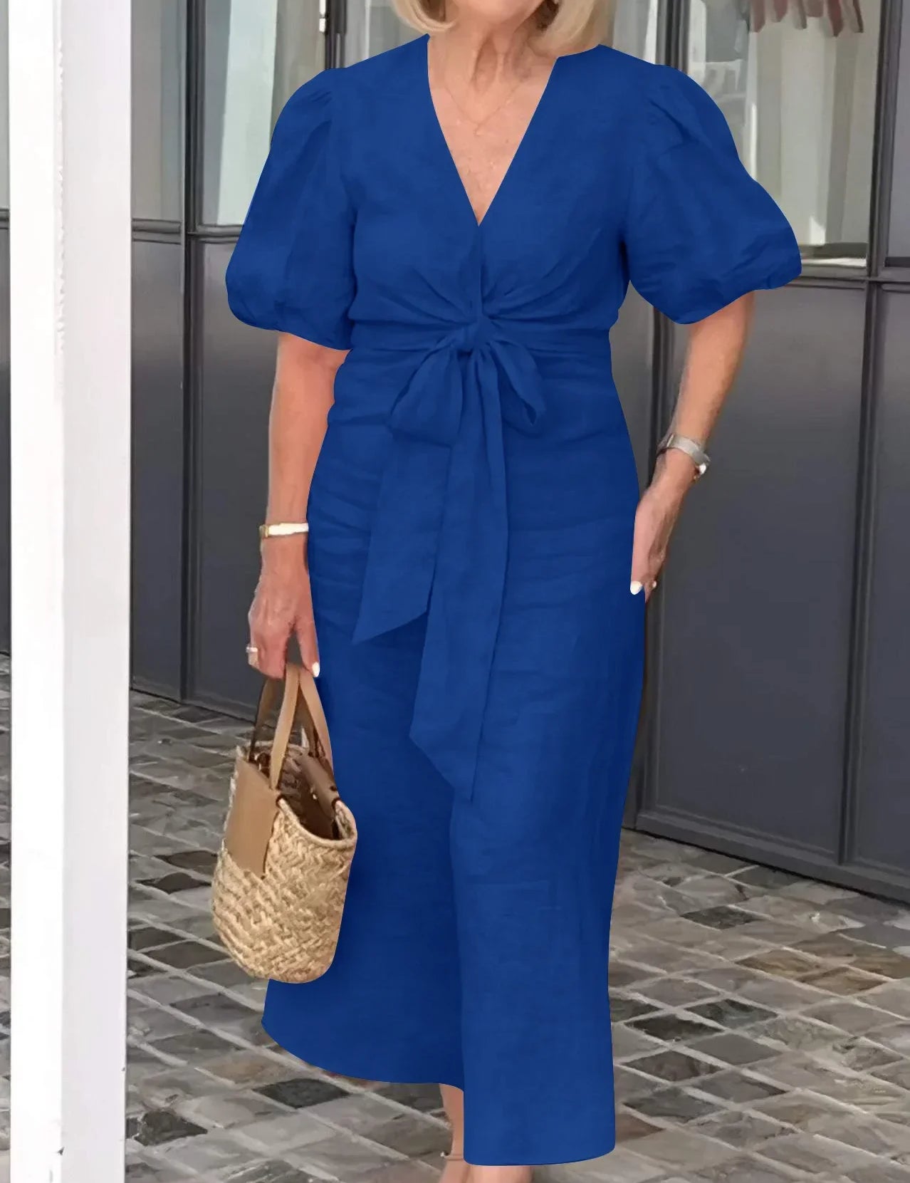 Esther | V-Neck Cotton Dress With Laces - OKOHOKO™ FASHION