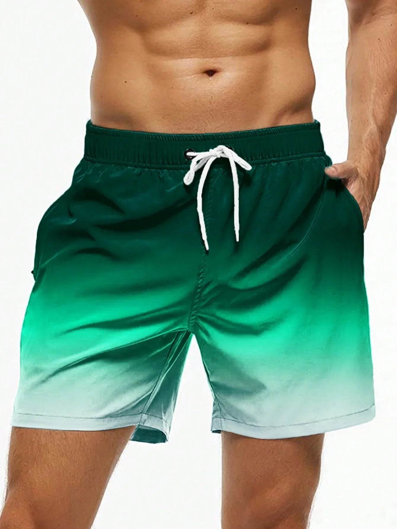 Men's Gradient Color Block Swim Trunks - OKOHOKO™ FASHION