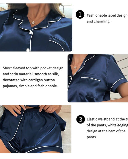 Women’s Silk-Satin Button-Down Pajama Set Sets