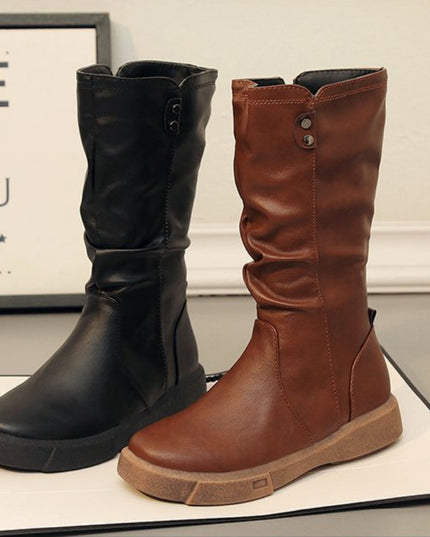 Waterproof Vegan Leather Winter Boots with Zipper Boots