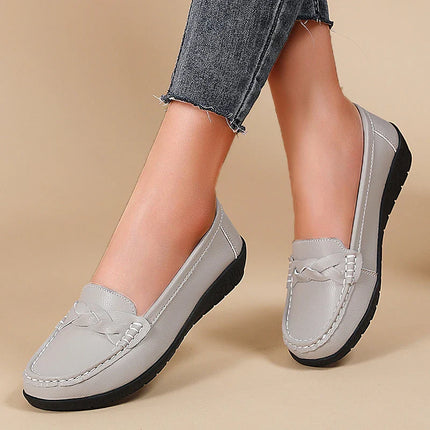 Diana - Genuine Leather Moccasin Grey Women Shoes