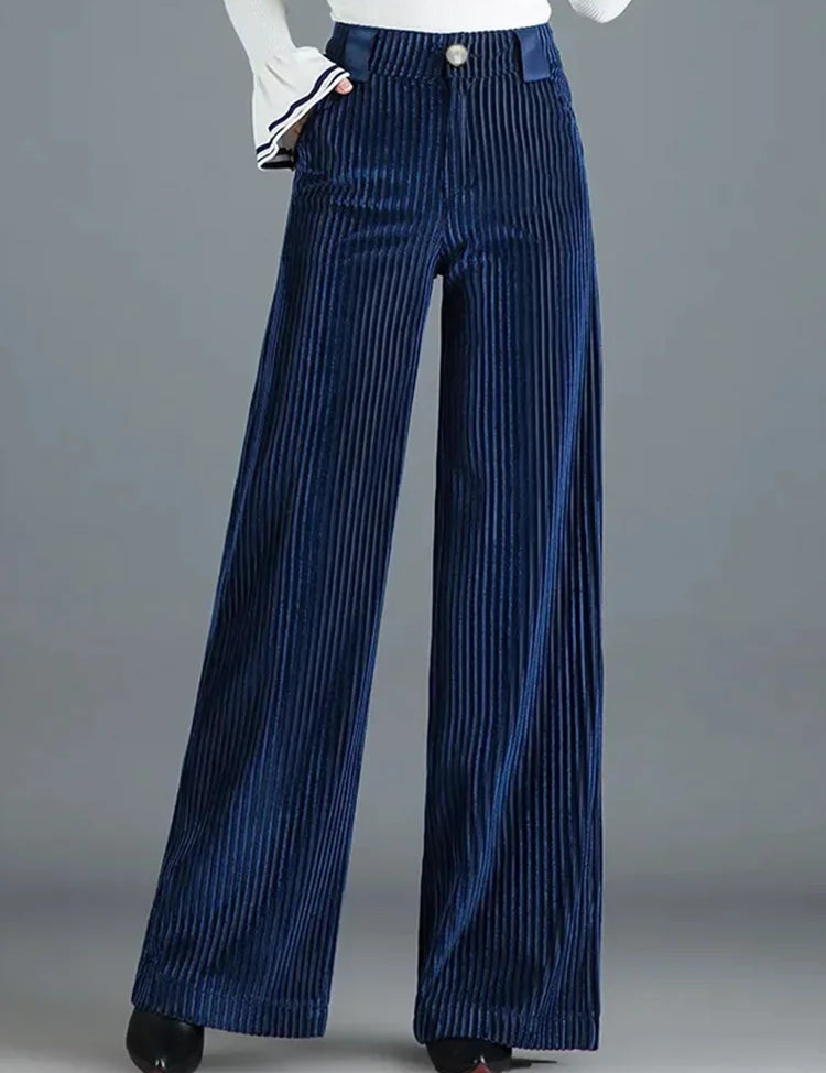Velvet Eleganza Wide‑Leg Trousers Blue Trousers