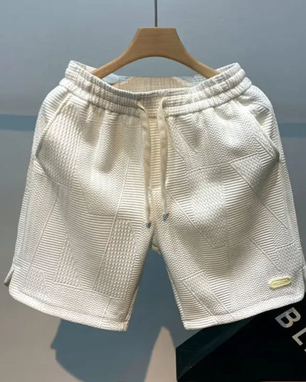 Wave Pattern Men’s Gym Shorts White Shorts