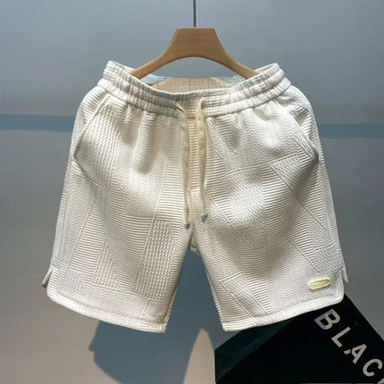 Wave Pattern Men’s Gym Shorts White Shorts