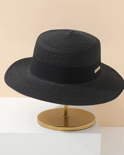 Elegant Summer Straw Hat for Women black Hats