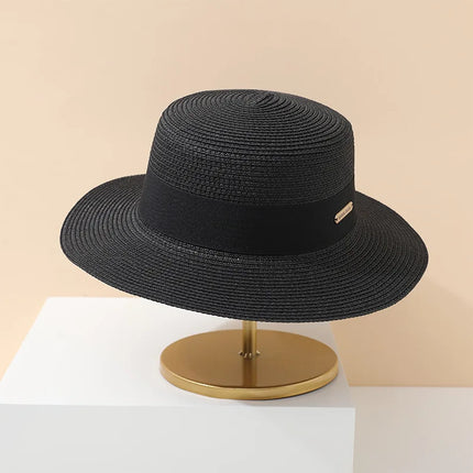 Elegant Summer Straw Hat for Women black Hats