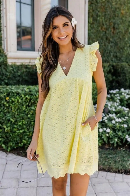 Divine™ | Luxury Lace Romper Dress Yellow Dresses