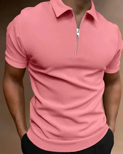 Dylan™ | Casual Zip-up Polo Shirt Pink