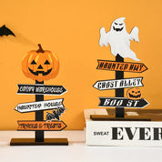 Wooden Pumpkin Ghost Halloween Halloween Decorations