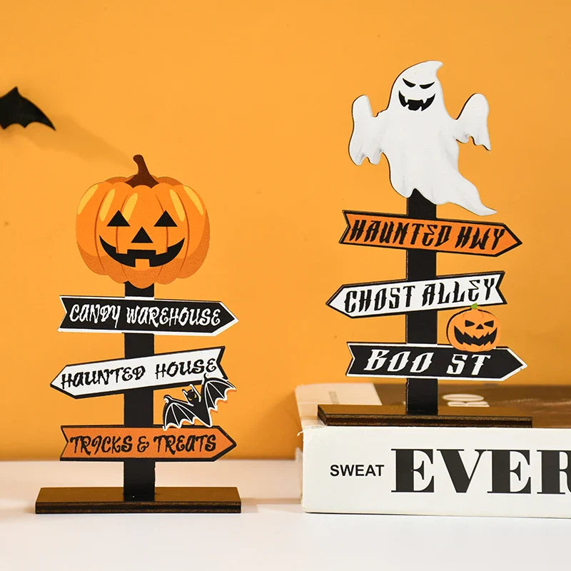 Wooden Pumpkin Ghost Halloween Halloween Decorations