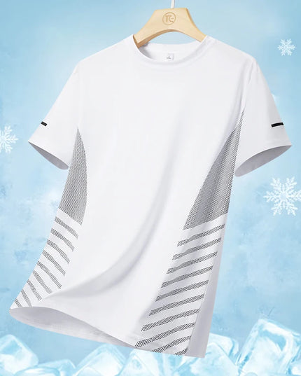 Men’s Summer Ice Silk Running T‑Shirt White Men T-Shirts