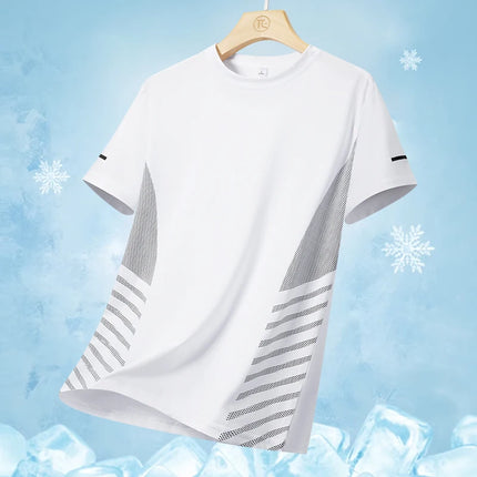 Men’s Summer Ice Silk Running T‑Shirt White Men T-Shirts