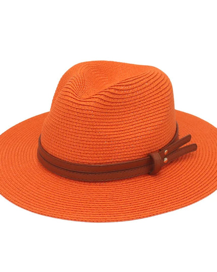 Breathable Straw Panama Sun Hat Orange Hats