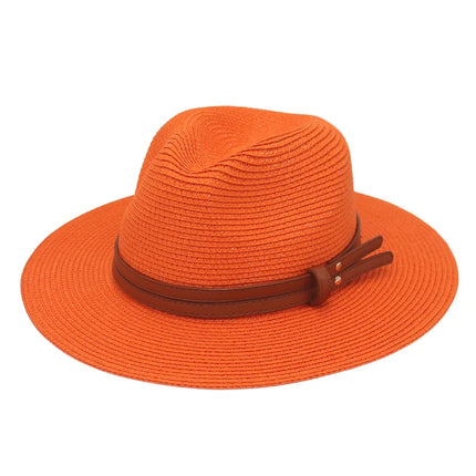 Breathable Straw Panama Sun Hat Orange Hats
