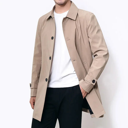 Classic Water-Repellent Overcoat Khaki Coat