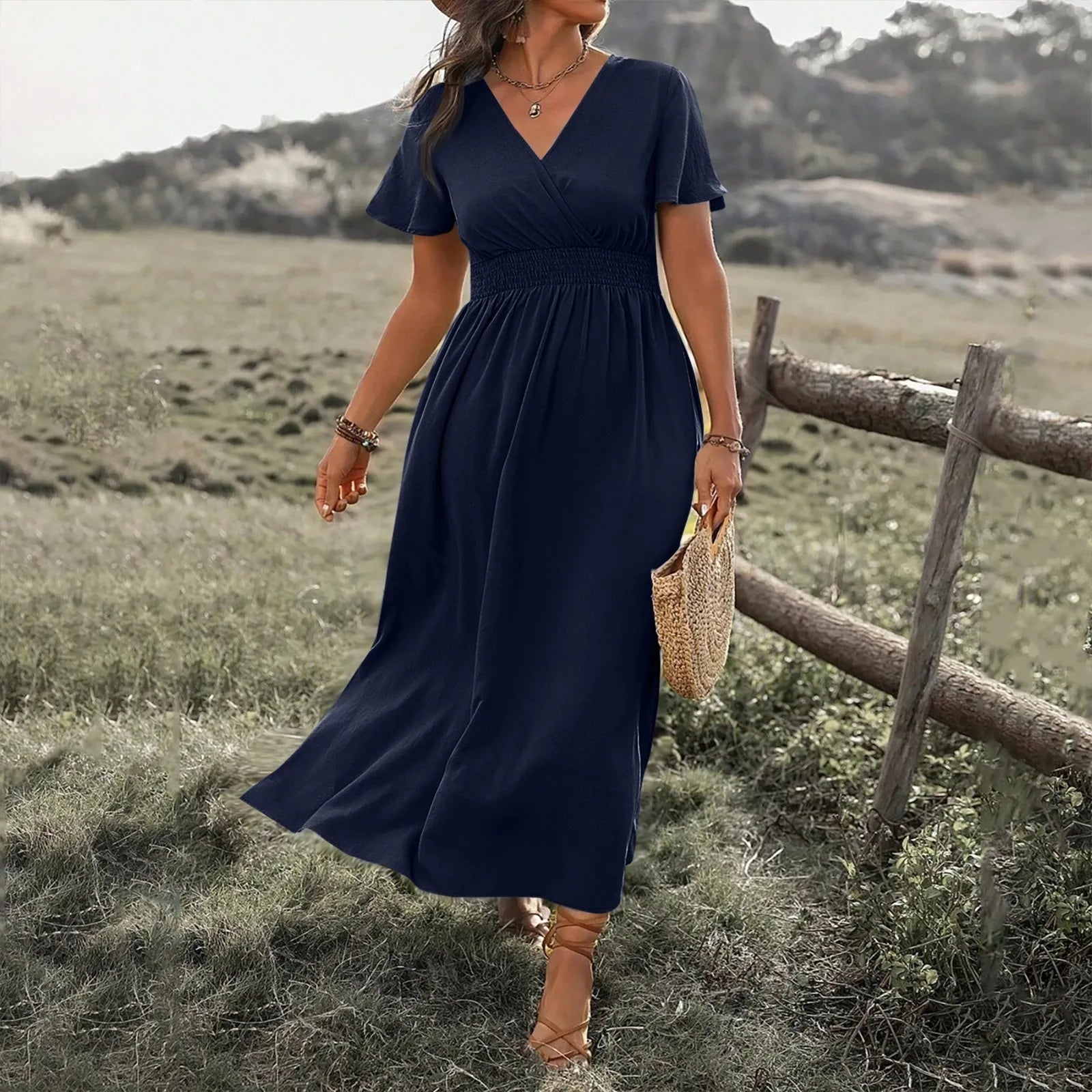 Mel | Elegant Summer Dress Navy Dress