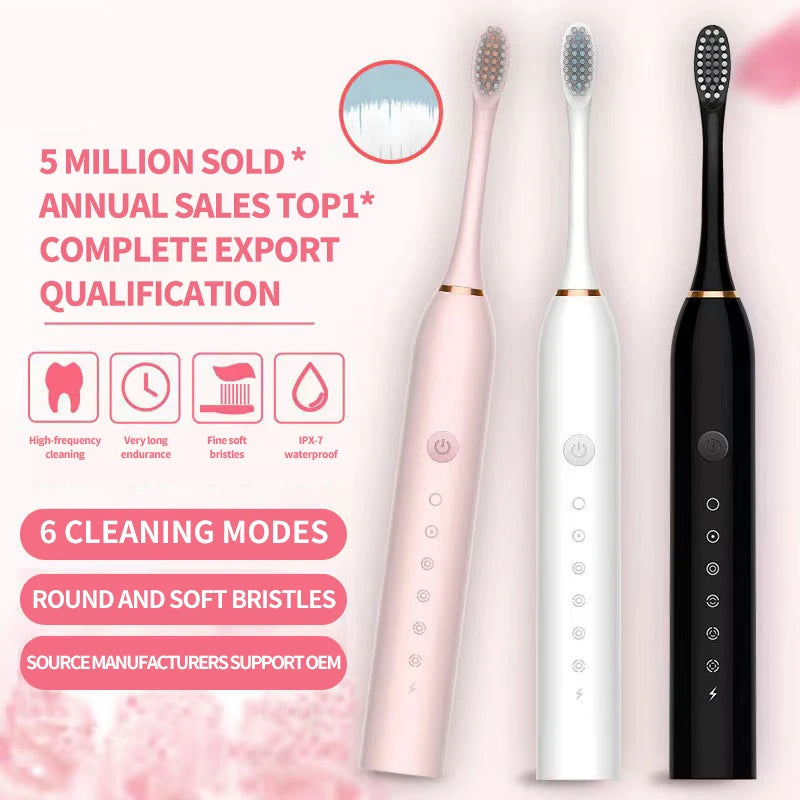 USB Sonic Toothbrush – 6-Mode Waterproof Cleaner Accessories