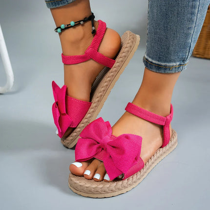 Lina™ - Bow Tie Flat Sandals Pink Sandals