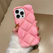 Aurora Marble Case – Pastel Quilted iPhone Protection Solid Bubblegum Pink Phone Case