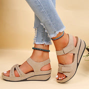 Elena™ – Summer Comfort Wedge Sandals Beige Sandals