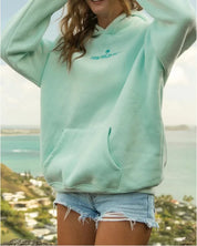 Pink Palm Puff - Drop‑Shoulder Coconut Print Oversized Hoodie Blue Women's Hoodie