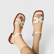 Deliane Flat Sandals - Elegant Comfort White Sandals