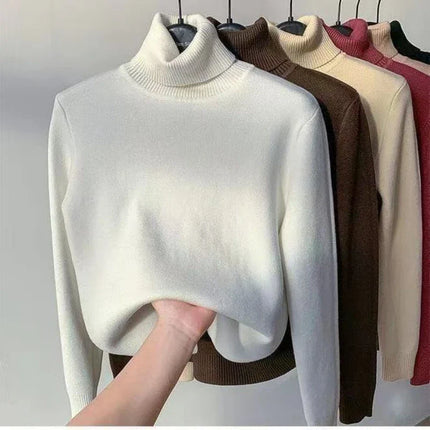 Elegant Knitted Turtleneck Sweater White Turtleneck Sweater