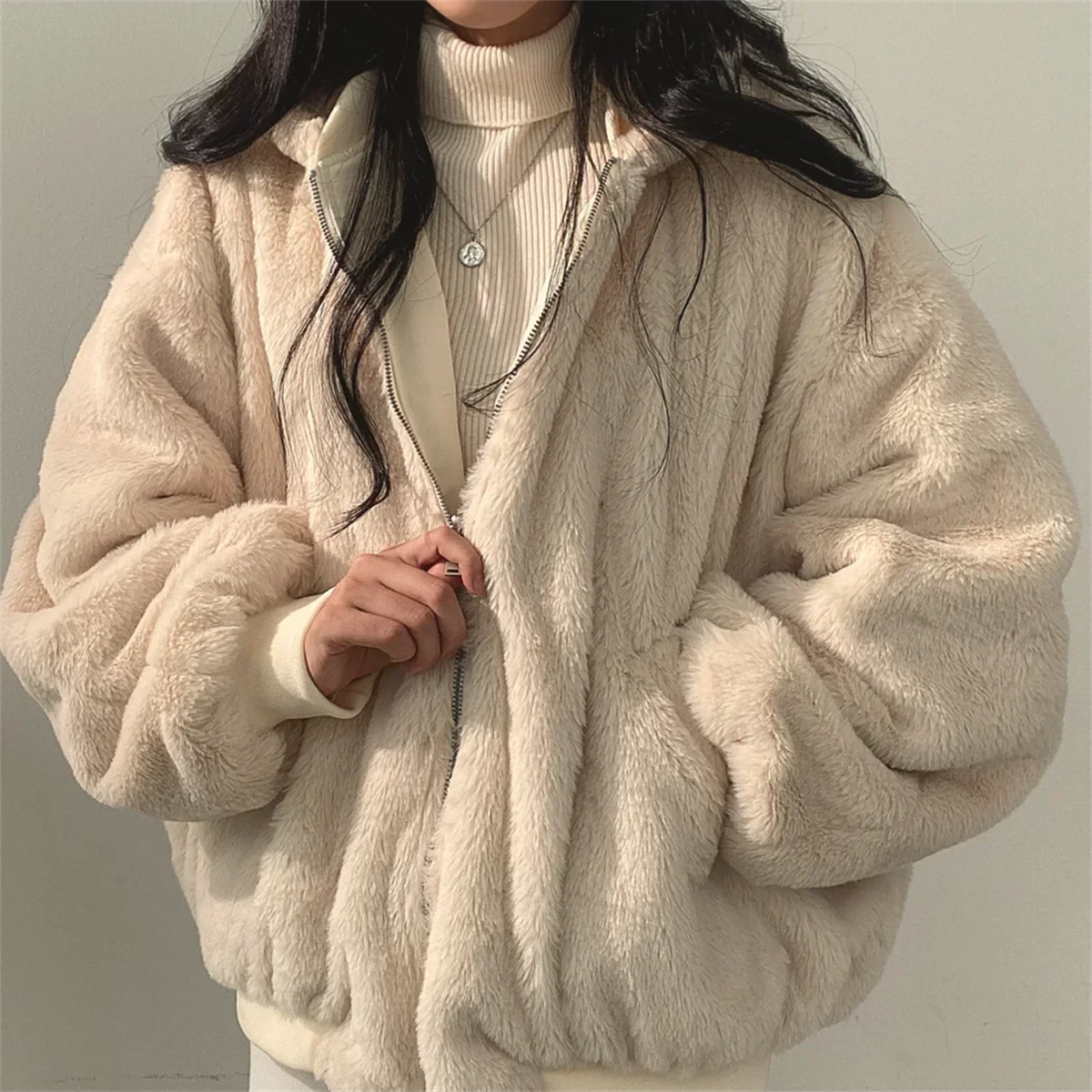 Two-way Hooded Jacket Cream Jacket