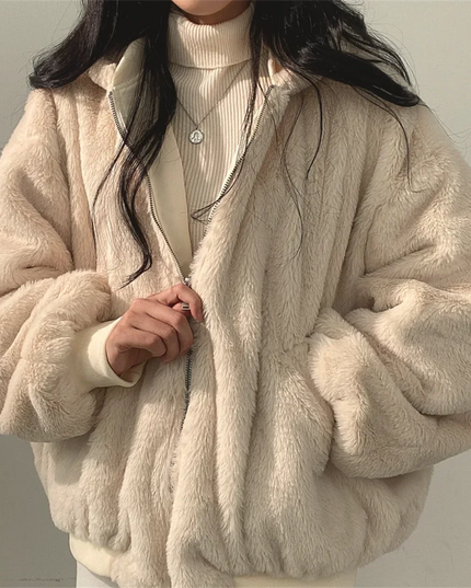 Two-way Hooded Jacket Cream Jacket