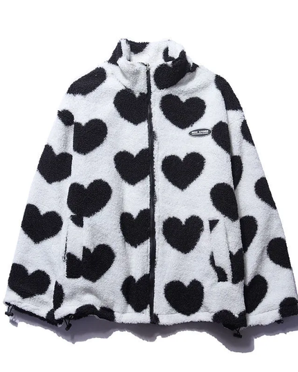 Women Heart Fleece Jacket Heart Fleece Jacket