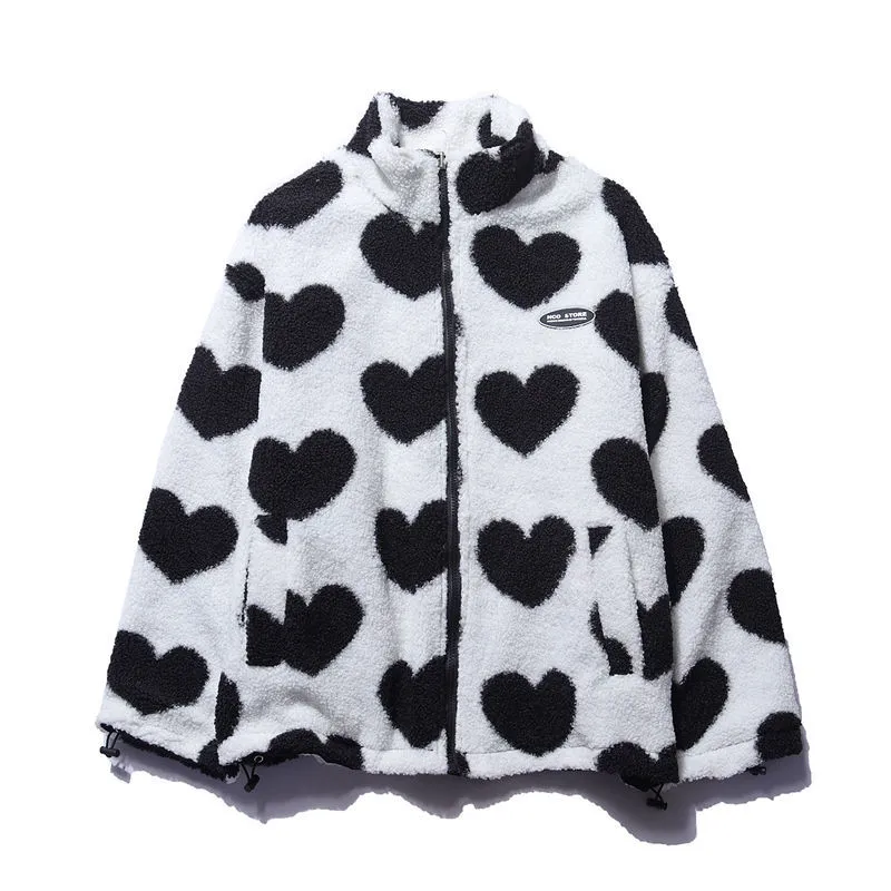Women Heart Fleece Jacket Heart Fleece Jacket
