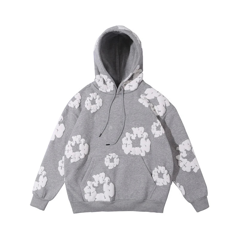 Denim Tears Men's Casual Hooded Sweatshirt Grey Hoodie