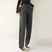 Plush Wool Pants – Wide-Leg Cozy Wool Trousers Women Pants