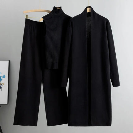 Elisabeth™ | Women's Knitted 3 Piece Set Black One Size Fits All