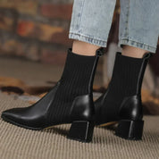Sleeved Square Toe Boots Women's Footwear