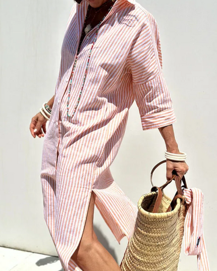 Karina™ | Elegant striped shirt dress Dresses