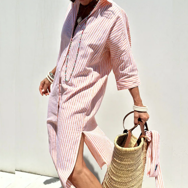 Karina™ | Elegant striped shirt dress Dresses