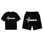 Men’s Summer Breathable Two-Piece Sports Set – T-Shirt & Shorts for Running & Gym Black Set Two-Piece Sports Set