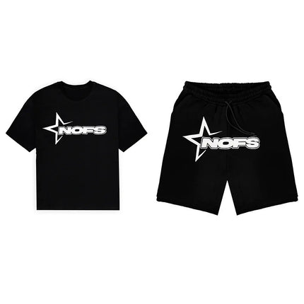 Men’s Summer Breathable Two-Piece Sports Set – T-Shirt & Shorts for Running & Gym Black Set Two-Piece Sports Set
