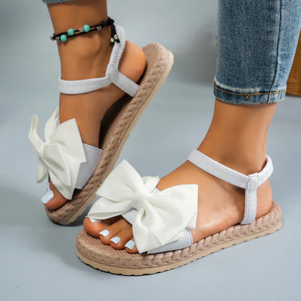 Lina™ - Bow Tie Flat Sandals Khaki Sandals